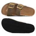 Pennysue Women's Cork Footbed Slide Sandals Dark Brown Adjustable Buckle Slipper Shoes with Arch Support 9M