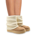 No Boundaries Women's Foldover Sweater Faux Fur Boots