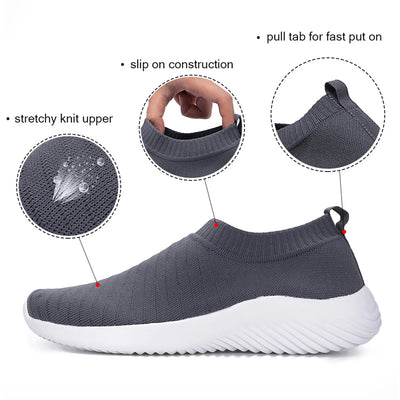 Ecetana Womens Walking Shoes Slip On Lightweight Sneakers for Tennis Gym Running Workout Yoga