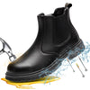 SPIEZ Men's Steel Toe Chelsea Safety Boots, Non-Slip Waterproof Welding 6-inch Work Boots, Lightweight Puncture-Proof Leather Shoes – Black Size 10